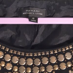 Tahari Black Dress with Gold Studs